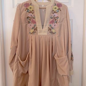 Free People Velvet embroidered mini dress, size XS
